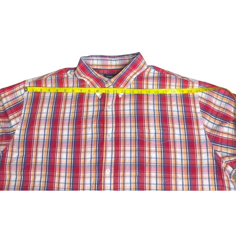 Croft & Barrow 2xL Plaid Button-Down Short Sleeves Shirt Red Blue Western Wear - Picture 3 of 13